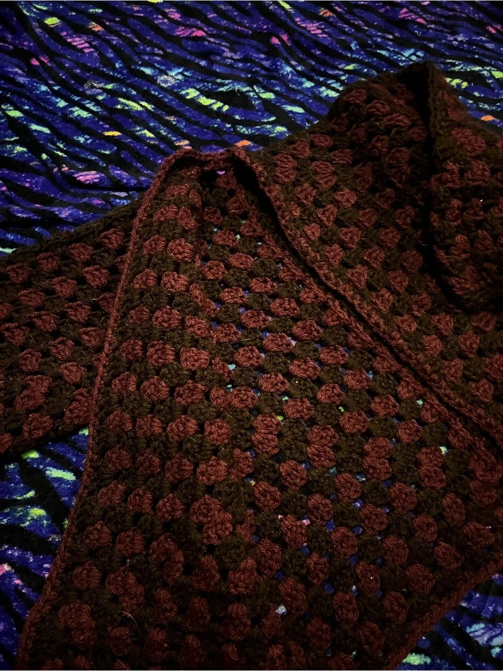 Kids Crochet cardigan in Brown & Purply brown